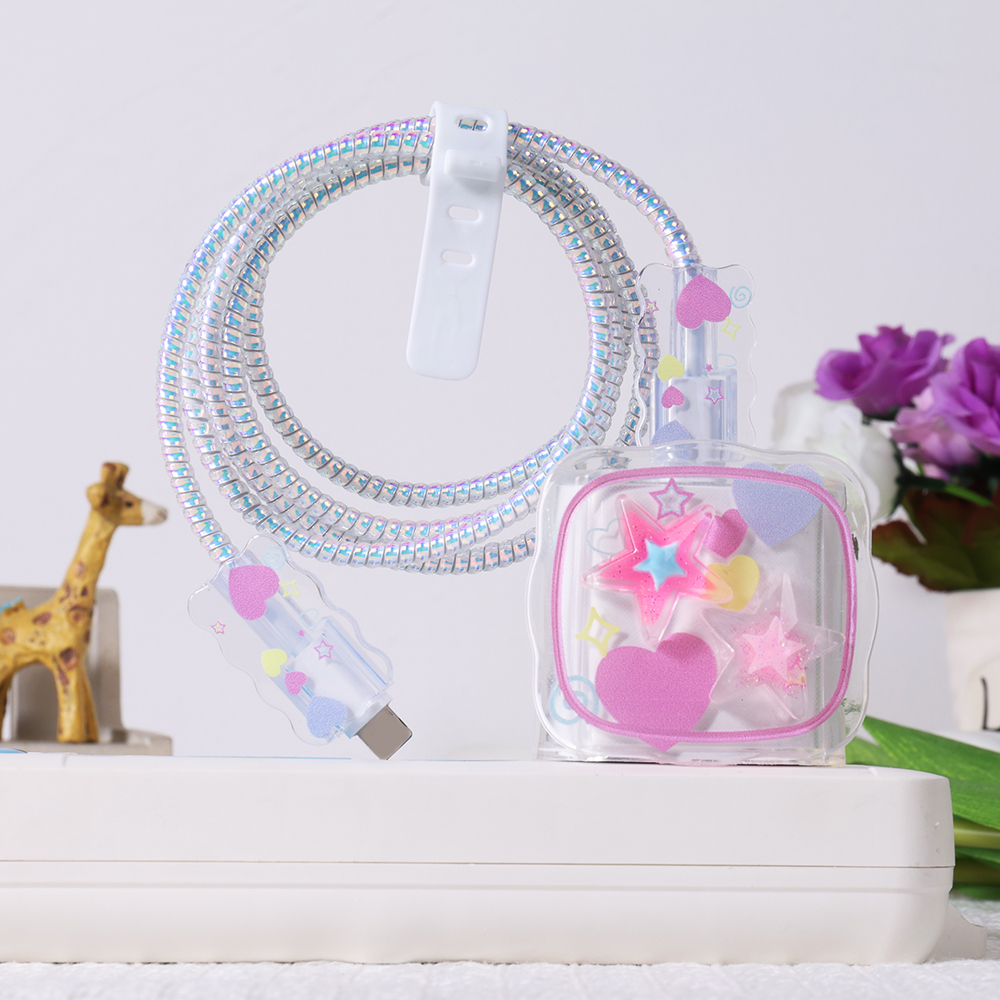 Pink Star Cable Charger Protec - Phone Accessories Online avaliação e preço