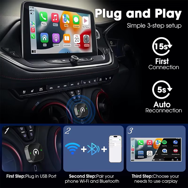 2-in-1 Wireless CarPlay Adapte - Phone Accessories Online avaliação e preço