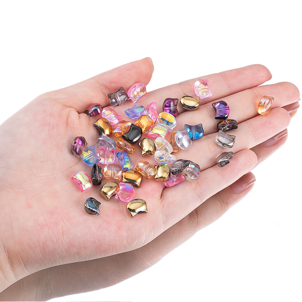 50pcs Colorful Cat Head Glass  - Phone Accessories And Electronics avaliação e preço