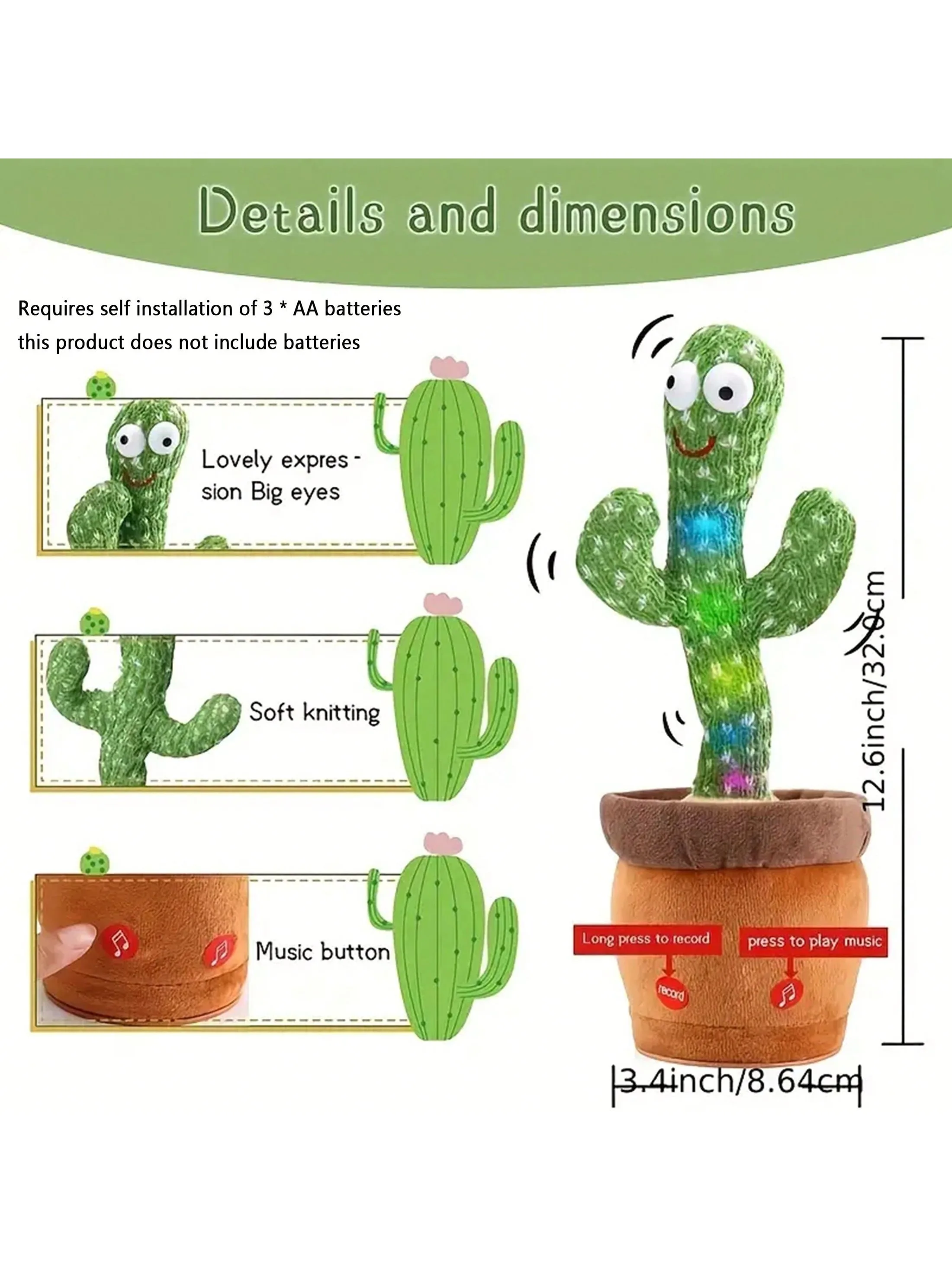 1pc-Dancing Talking Cactus Toy - Phone Accessories Baby avaliação e preço