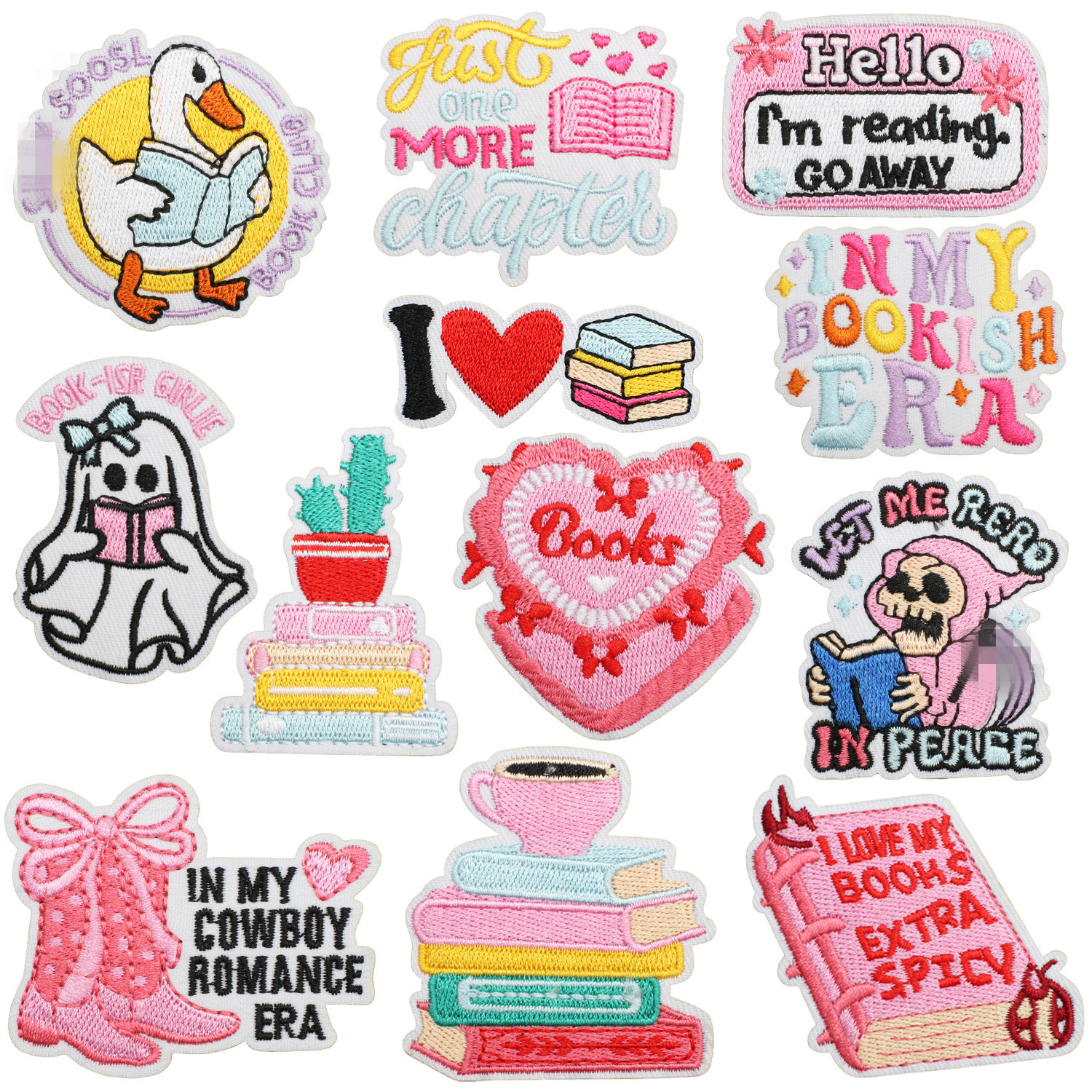 10 Pcs I Love Books Embroidere - Phone Accessories Pictures avaliação e preço